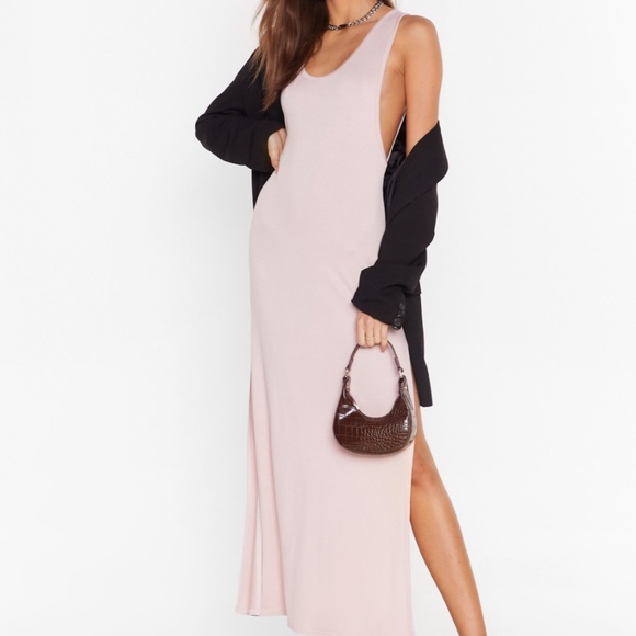 NWT Nasty Gal sexy Black maxi with side slits “my ride or side” midi dress Sz 6 - Picture 3 of 13